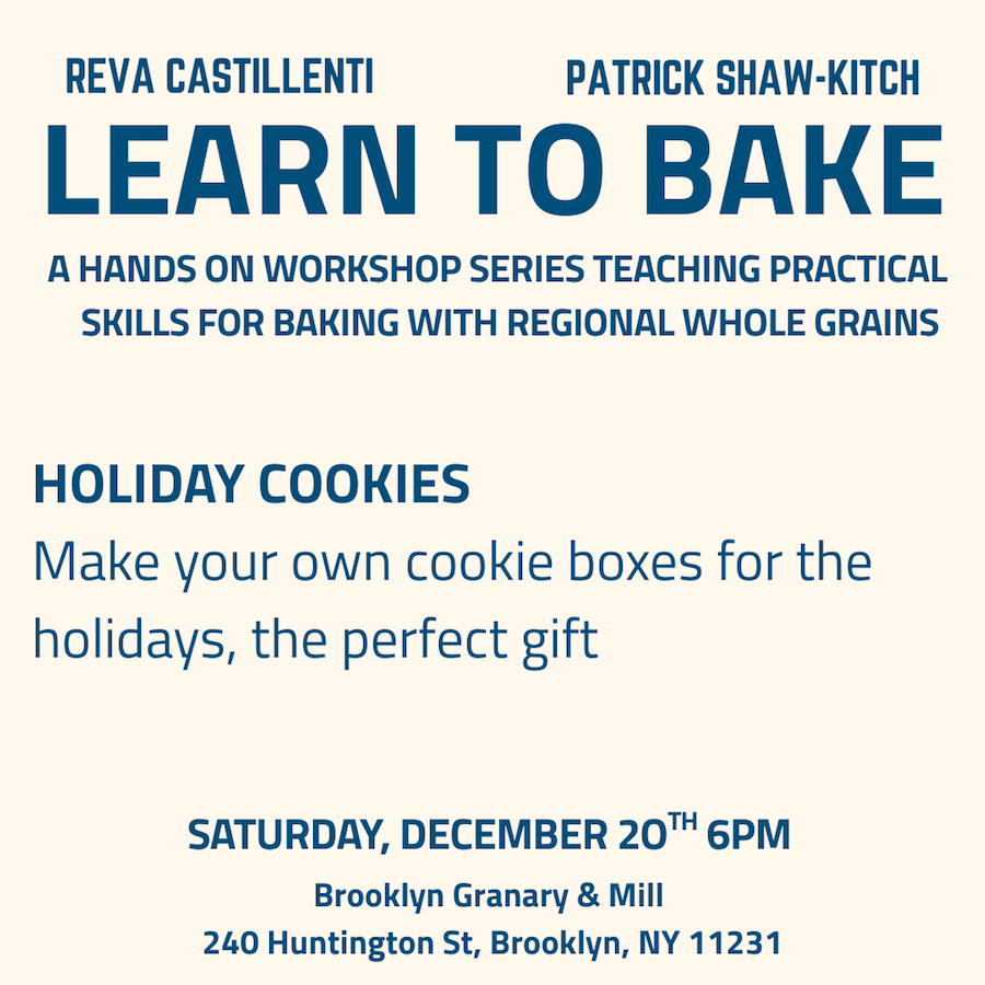 12/20, Saturday @ 6pm - 8:30pm - Learn to Bake: Holiday Cookies - TICKETS